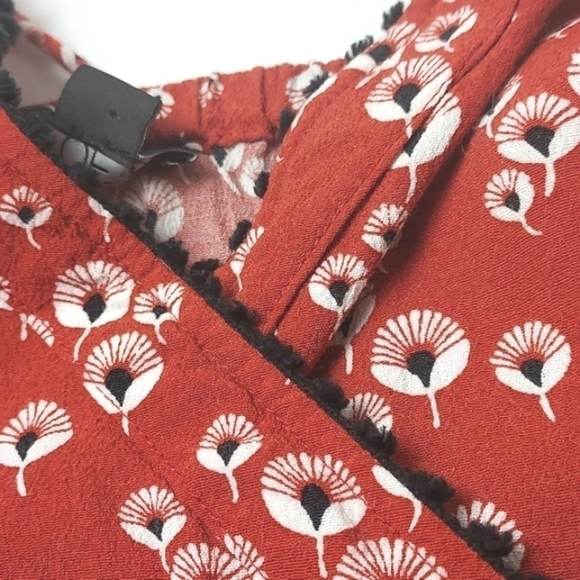 Loft Women's Floral Dandelion Romper Sleeveless Burn Orange Size Small - Picture 10 of 15